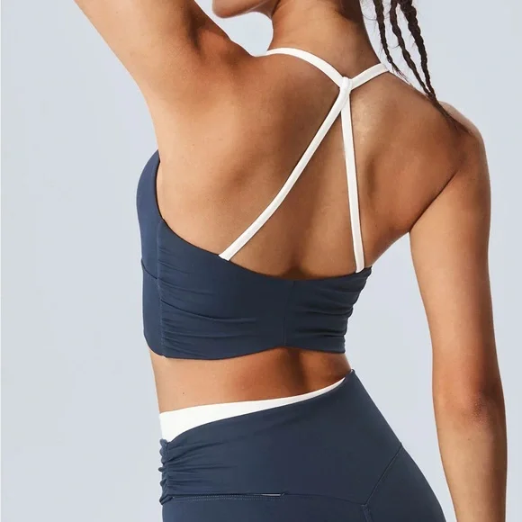 Berlook Activewear Navy Halter Sports Bra - Light Support - Picture 2 of 7
